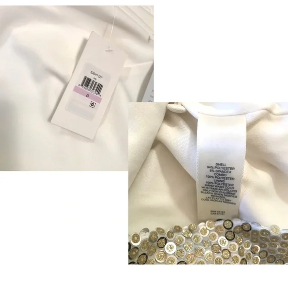 NWT Harper Rose Sequin Hem Embellished Sheath Dress White - Picture 16 of 16